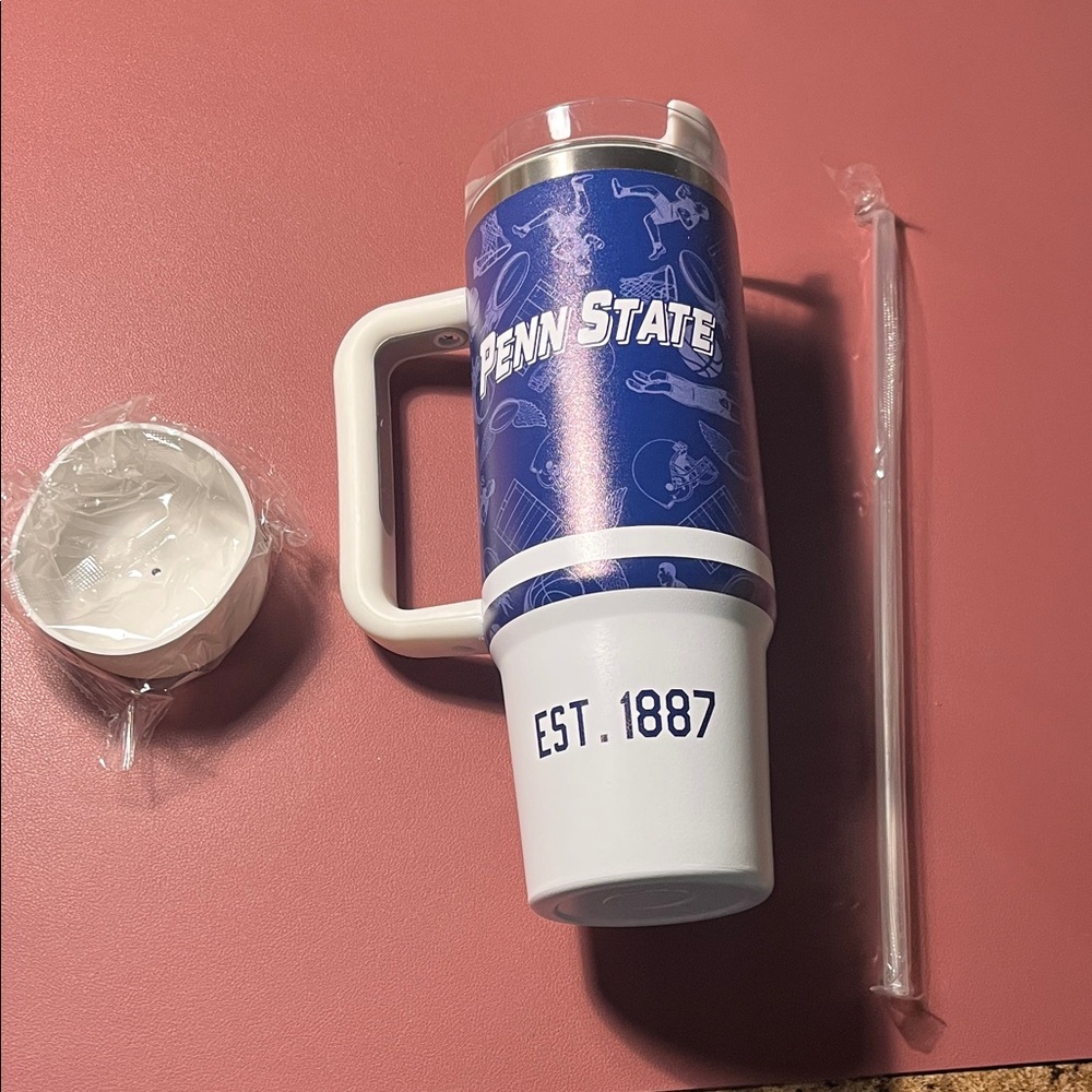 Penn State Blue and White Insulated Travel Mug with Handle